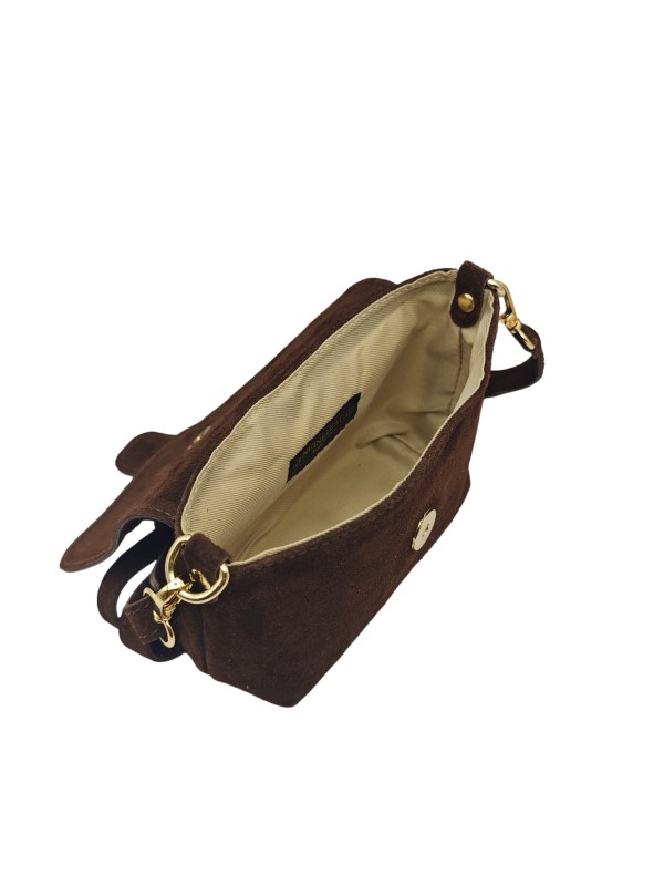Soleil Chic Mini Sac bandoulière cuir Anneau Besace 166 Daim Marron