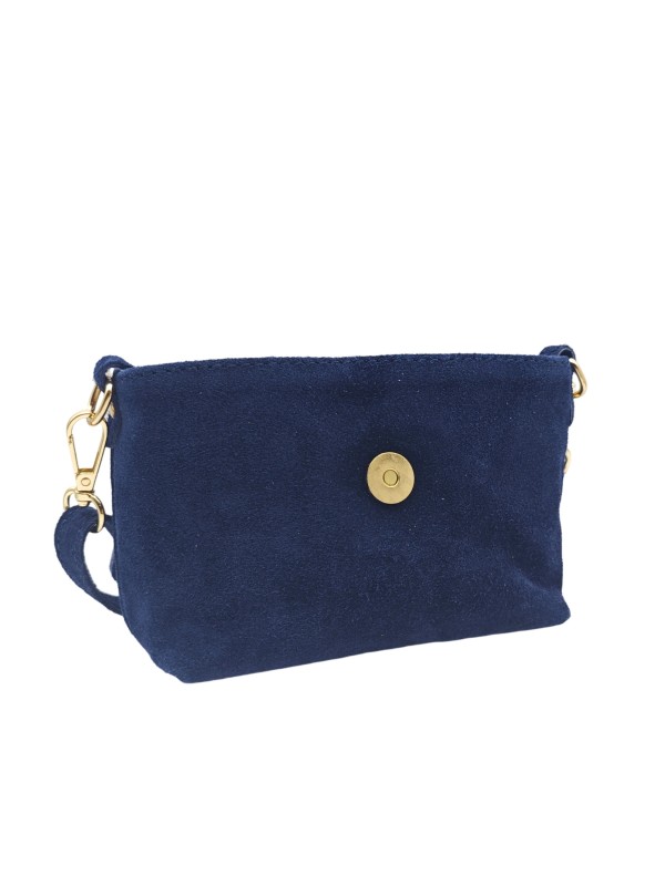 Soleil Chic Mini Sac bandoulière cuir Anneau Besace 166 Daim Marine