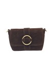 Soleil Chic Mini Sac bandoulière cuir Anneau Besace 166 Daim Marron