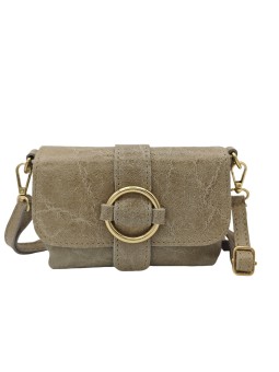 Soleil Chic Mini Sac bandoulière cuir Anneau Besace 166 B Taupe