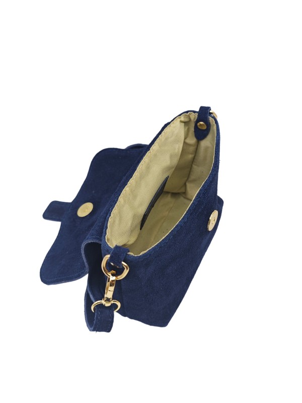 Soleil Chic Mini Sac bandoulière cuir Anneau Besace 166 Daim Marine