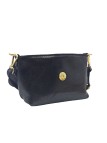 Soleil Chic Mini Sac bandoulière cuir Anneau Besace 166 B Noir