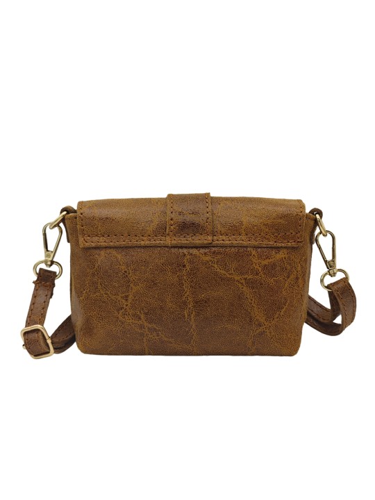 Soleil Chic Mini Sac bandoulière cuir Anneau Besace 166 B Camel