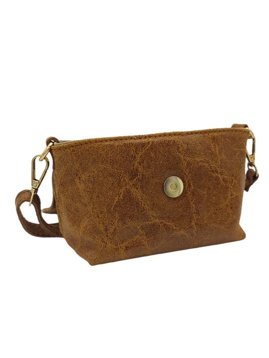 Soleil Chic Mini Sac bandoulière cuir Anneau Besace 166 B Camel
