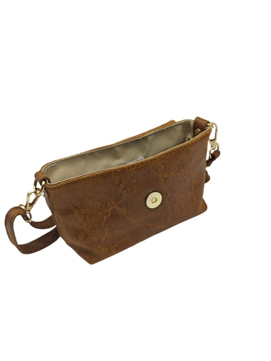 Soleil Chic Mini Sac bandoulière cuir Anneau Besace 166 B Camel