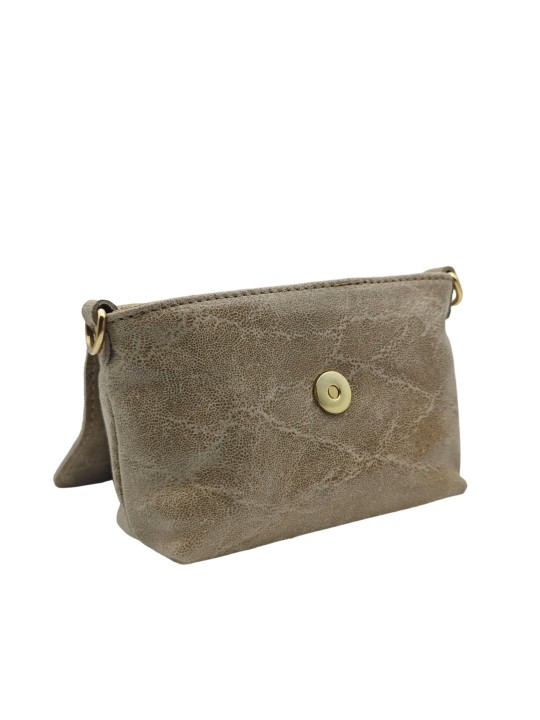 Soleil Chic Mini Sac bandoulière cuir Anneau Besace 166 B Taupe