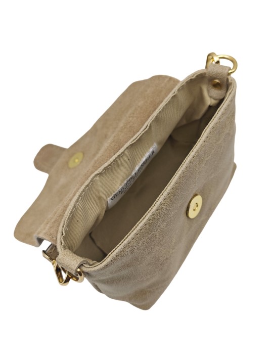 Soleil Chic Mini Sac bandoulière cuir Anneau Besace 166 B Taupe