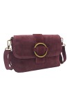 Soleil Chic Mini Sac bandoulière cuir Anneau Besace 166 Daim Bordeaux