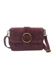 Soleil Chic Mini Sac bandoulière cuir Anneau Besace 166 Daim Bordeaux