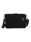 Soleil Chic Sac bandouliere cuir Anneau Nubuck Noir
