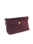 Soleil Chic Mini Sac bandoulière cuir Anneau Besace 166 Daim Bordeaux