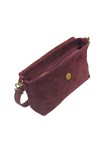 Soleil Chic Mini Sac bandoulière cuir Anneau Besace 166 Daim Bordeaux