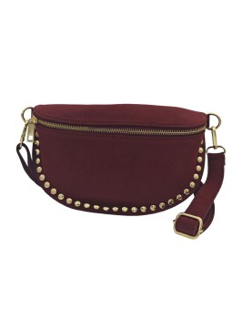 Soleil Chic Sac Banane Clouté Nubuck Rouge