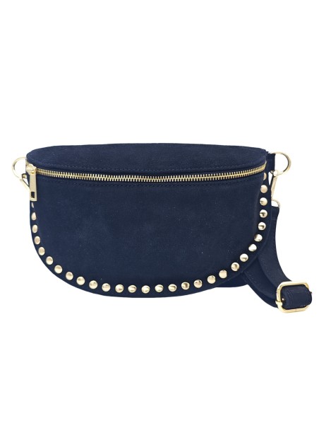 Soleil Chic Sac Banane Clouté Nubuck Noir