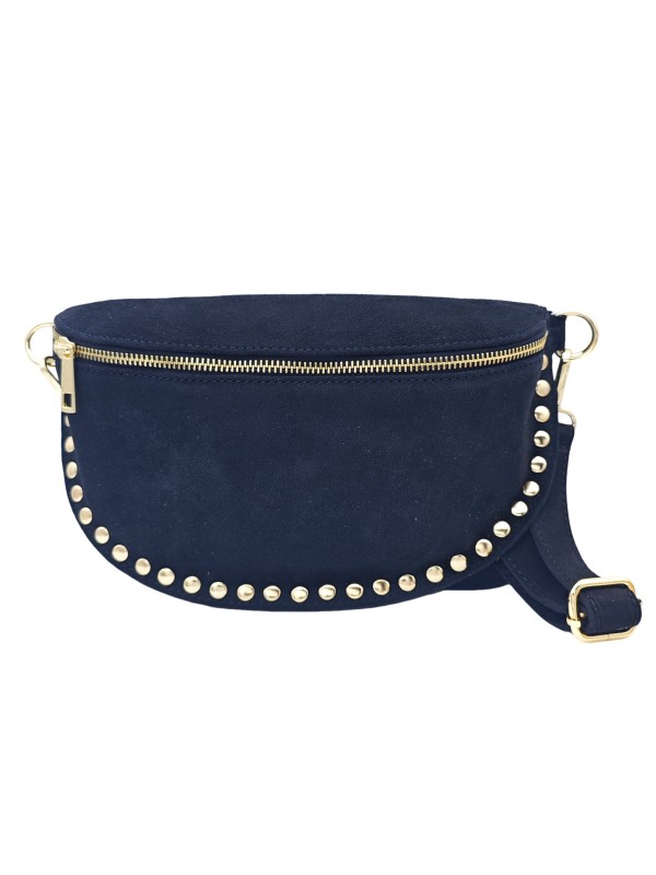 Soleil Chic Sac Banane Clouté Nubuck Noir