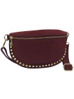 Soleil Chic Sac Banane Clouté Nubuck Rouge