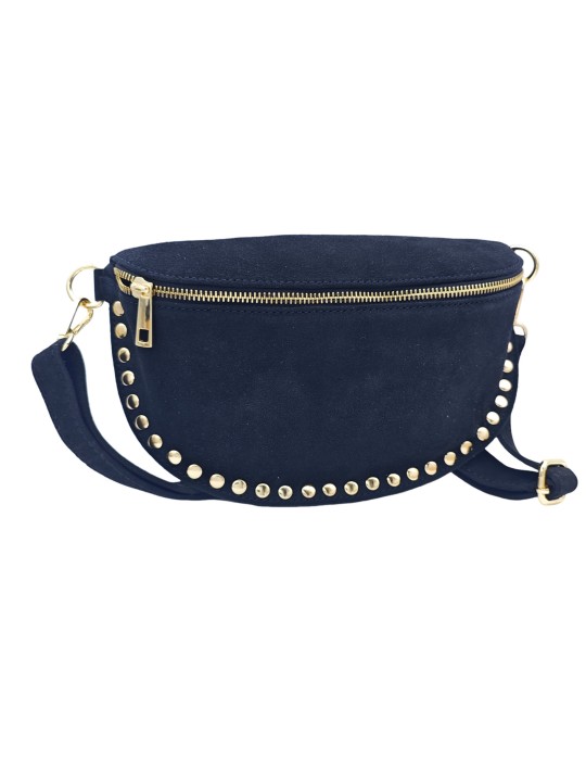Soleil Chic Sac Banane Clouté Nubuck Noir