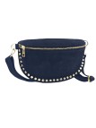 Soleil Chic Sac Banane Clouté Nubuck Noir