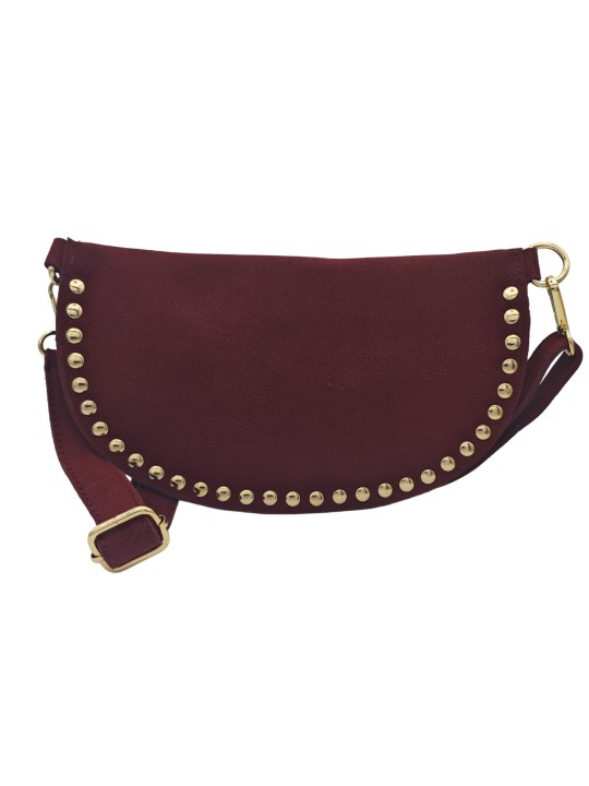 Soleil Chic Sac Banane Clouté Nubuck Rouge