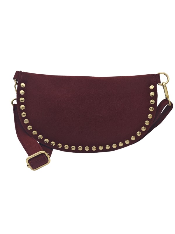 Soleil Chic Sac Banane Clouté Nubuck Rouge