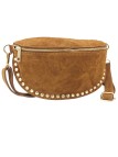 Soleil Chic Sac Banane Clouté Nubuck Camel