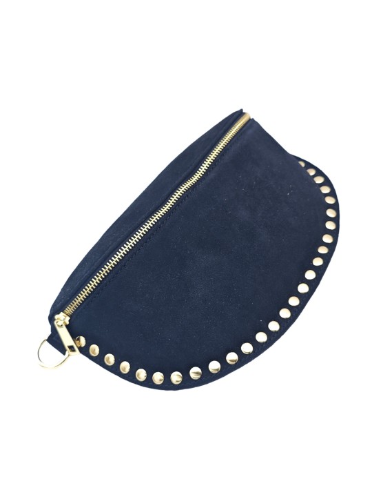 Soleil Chic Sac Banane Clouté Nubuck Noir