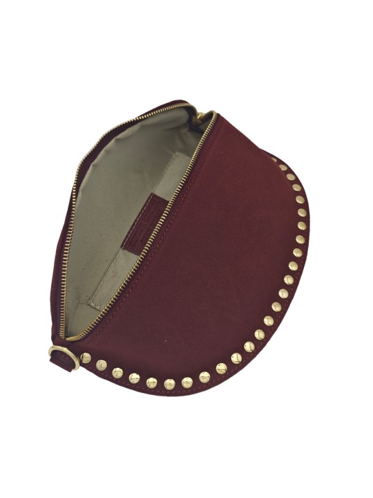 Soleil Chic Sac Banane Clouté Nubuck Rouge