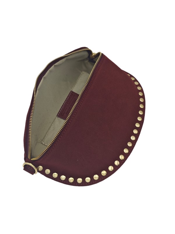 Soleil Chic Sac Banane Clouté Nubuck Rouge
