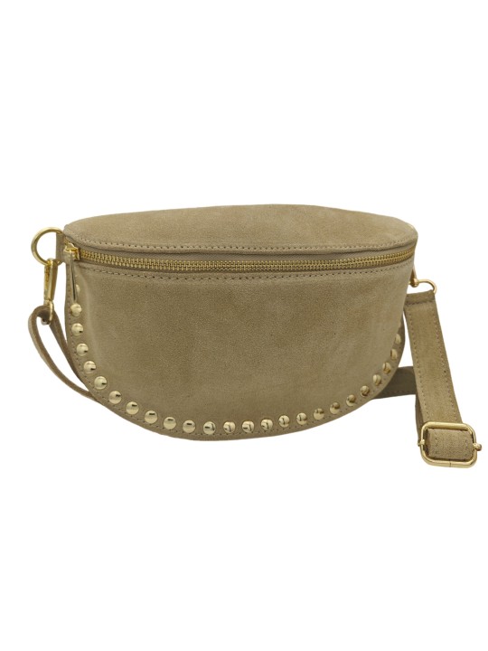 Soleil Chic Sac Banane Clouté Nubuck Beige