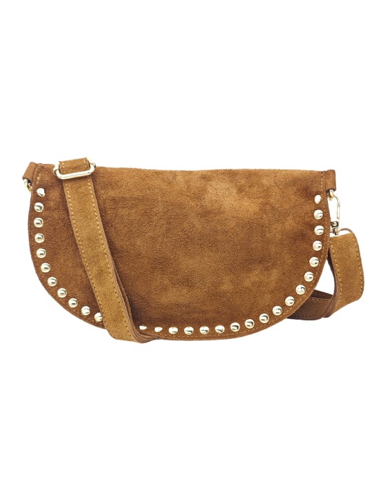 Soleil Chic Sac Banane Clouté Nubuck Camel