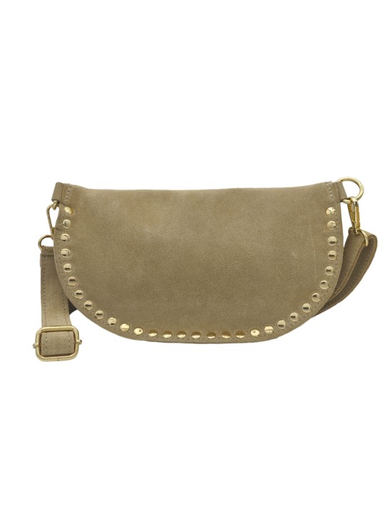 Soleil Chic Sac Banane Clouté Nubuck Beige