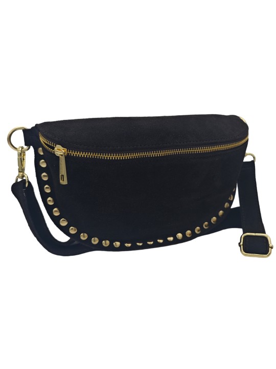 Soleil Chic Sac Banane Clouté Nubuck Chocolat