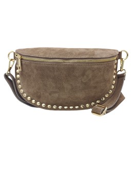 Soleil Chic Sac Banane Clouté Nubuck Taupe