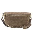 Soleil Chic Sac Banane Clouté Nubuck Taupe