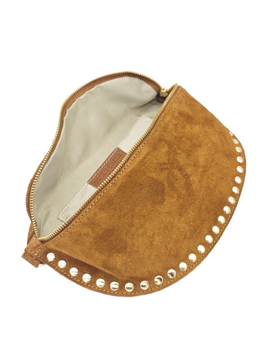 Soleil Chic Sac Banane Clouté Nubuck Camel