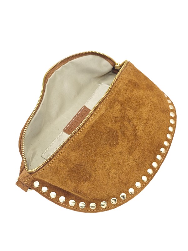 Soleil Chic Sac Banane Clouté Nubuck Camel