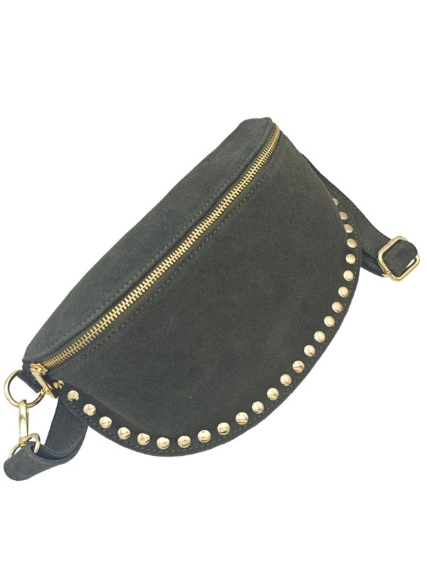 Soleil Chic Sac Banane Clouté Nubuck Kaki