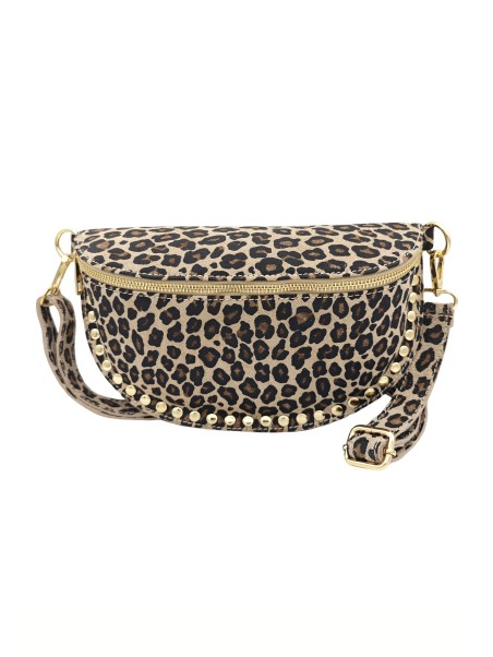 Soleil Chic Sac Banane Clouté Nubuck LEO Beige A26