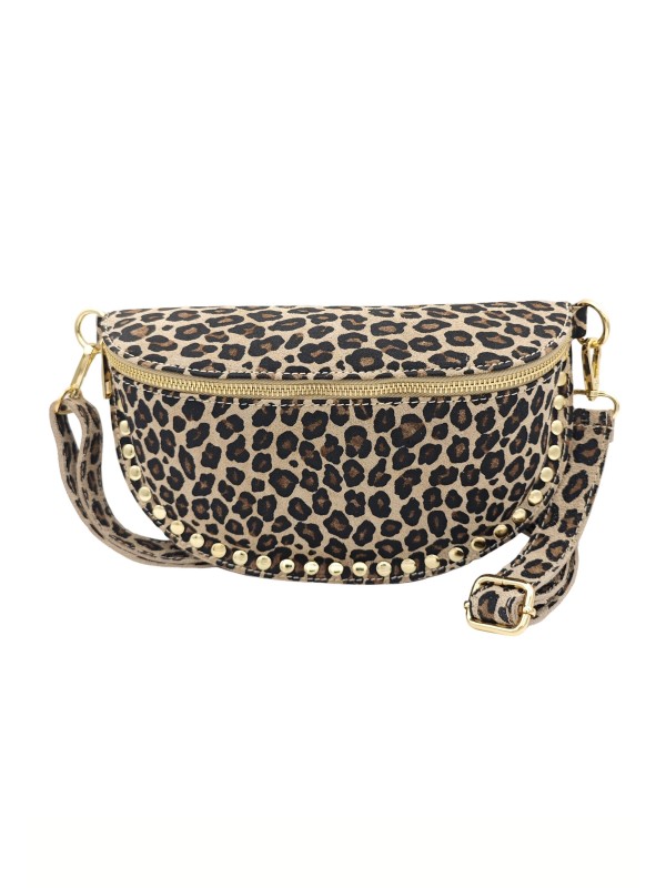 Soleil Chic Sac Banane Clouté Nubuck LEO Beige A26