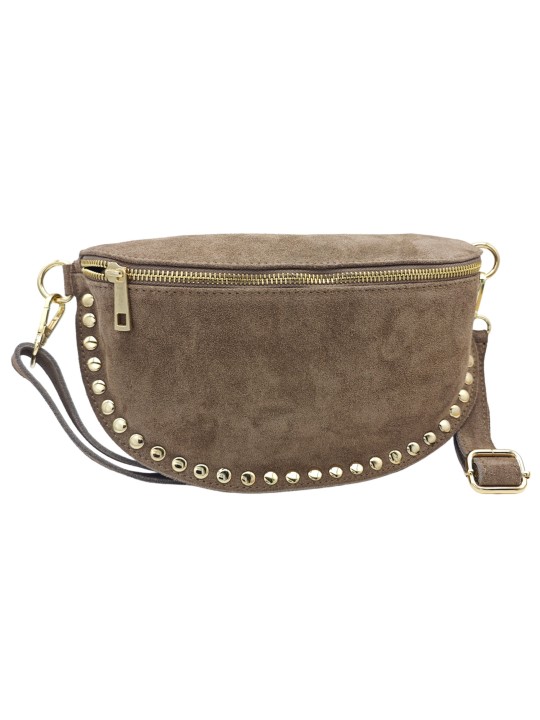 Soleil Chic Sac Banane Clouté Nubuck Taupe