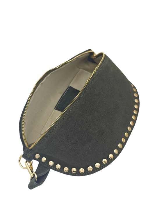 Soleil Chic Sac Banane Clouté Nubuck Kaki