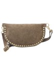Soleil Chic Sac Banane Clouté Nubuck Taupe