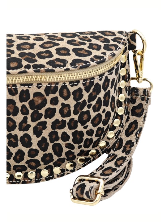 Soleil Chic Sac Banane Clouté Nubuck LEO Beige A26