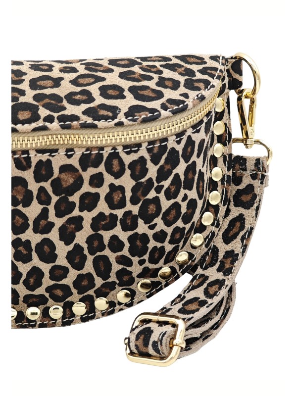 Soleil Chic Sac Banane Clouté Nubuck LEO Beige A26