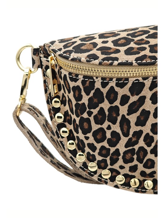Soleil Chic Sac Banane Clouté Nubuck LEO Beige A26