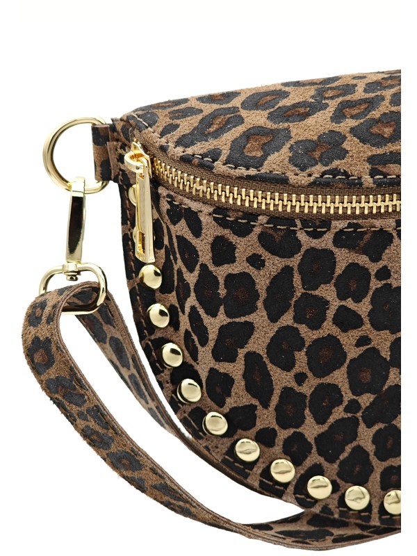 Soleil Chic Sac Banane Clouté Nubuck LEO Taupe A26