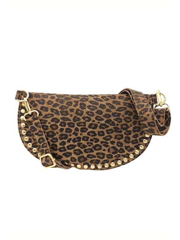 Soleil Chic Sac Banane Clouté Nubuck LEO Taupe A26