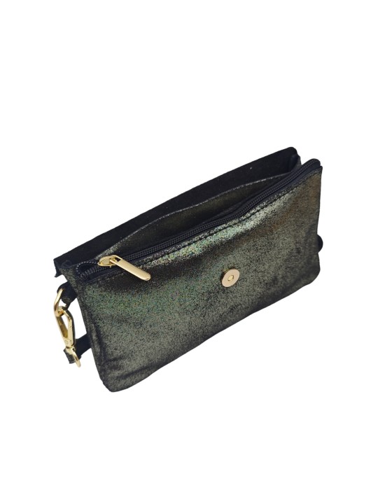 THE WAN Pochette bandouliere cuir Camomille  IT112 Spark Noir