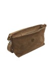 Soleil Chic Sac bandouliere cuir Anneau Besace Nubuck Taupe fonce