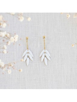 EXOTICA boucles d'oreilles feuilles écru Olivolga